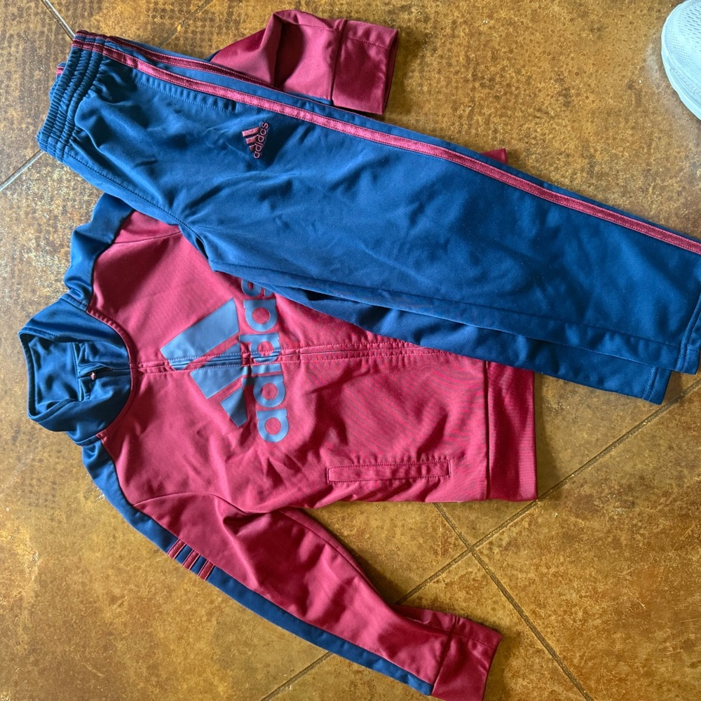 Adidas Kids Burgundy and Navy Joggers